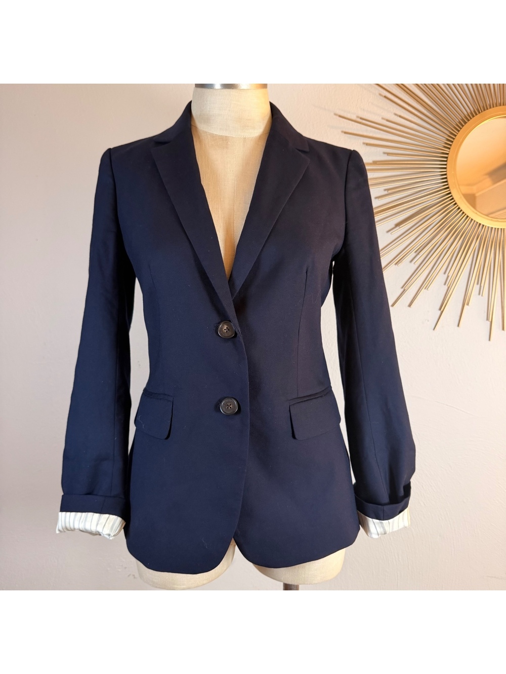 J. Crew Super 120s Blazer Navy Blue two button women’s wool size 2